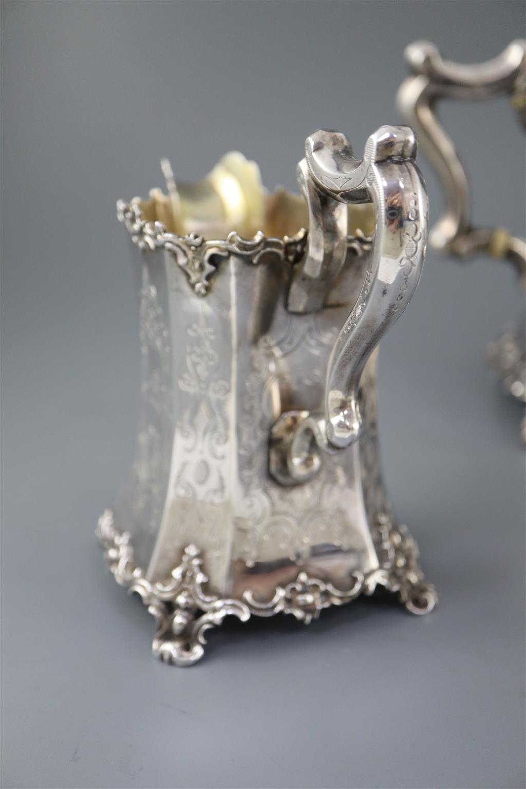 An early Victorian silver three piece tea set, by William Bateman,